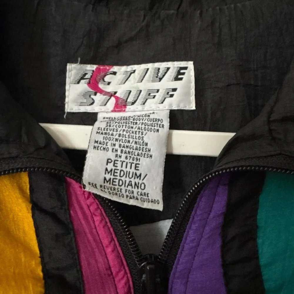 Vintage Active Stuff Black Multicolor Winbreaker - Picture 3 of 5